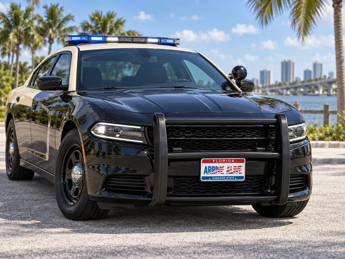 Arrive Alive Florida branded state trooper patrol car
