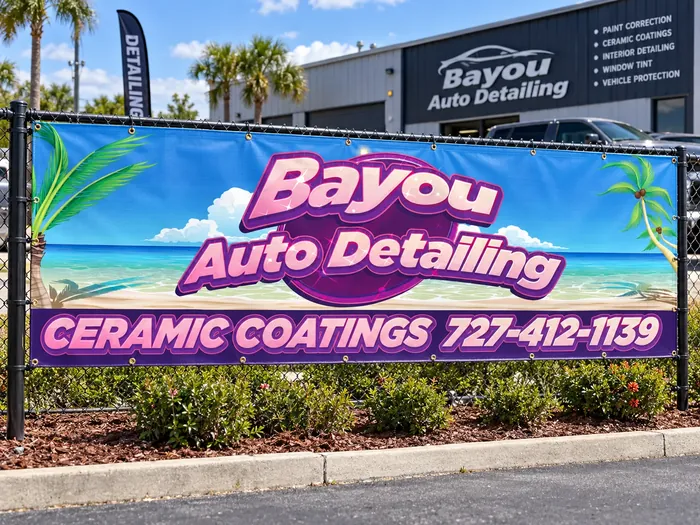 Bayou Auto Detailing outdoor banner