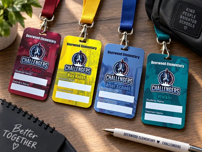 Deerwood Elementary lanyard tag system
