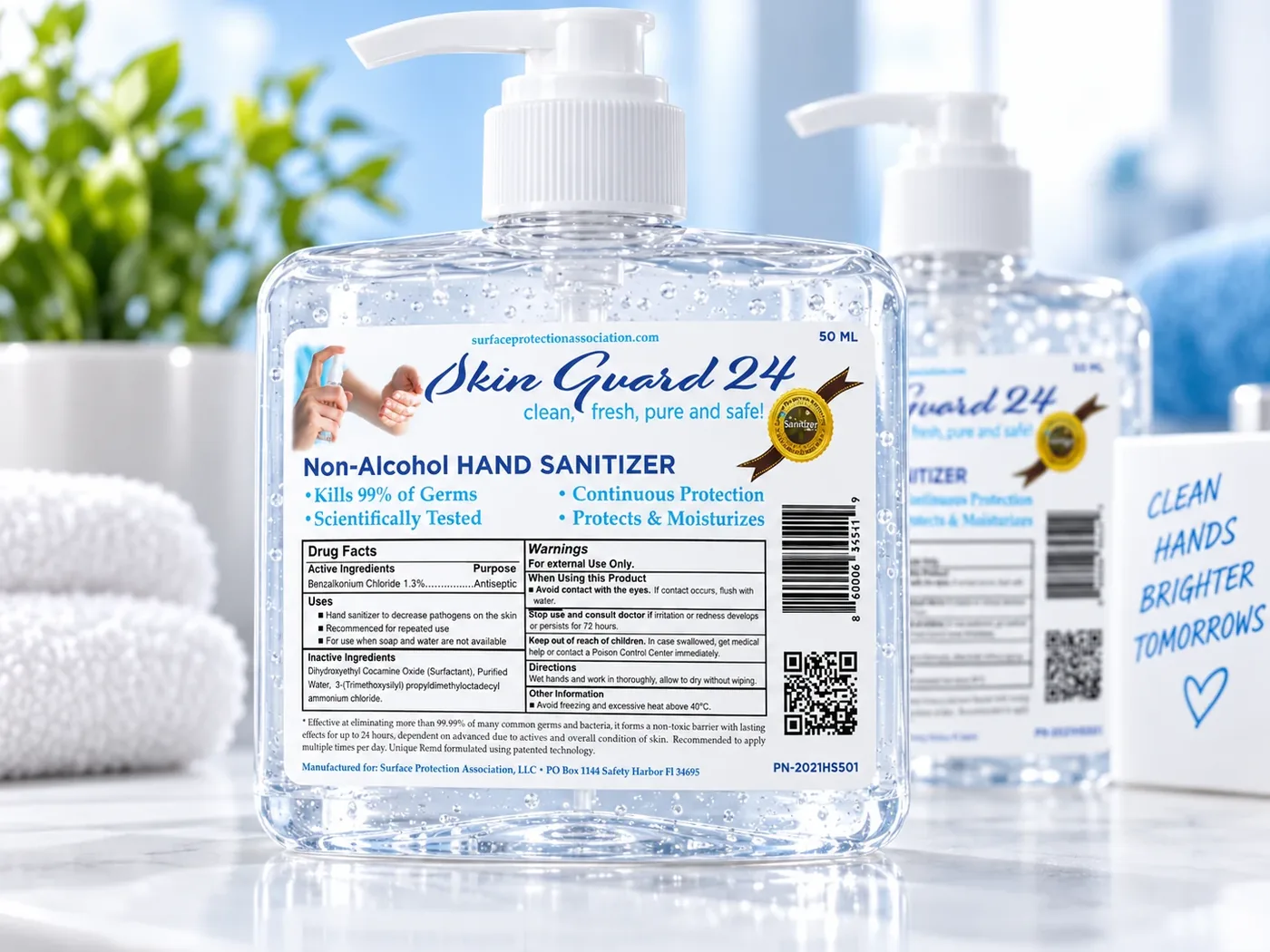 Skin Guard 24 sanitizer packaging by Sani-Clean Solutions
