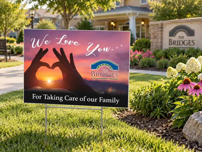 The Bridges senior living community yard sign