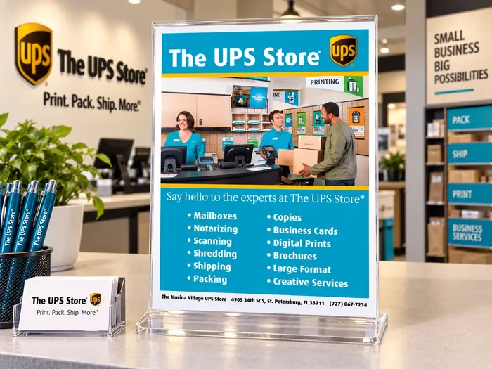 The UPS Store Marina Village Plaza retail flyer display