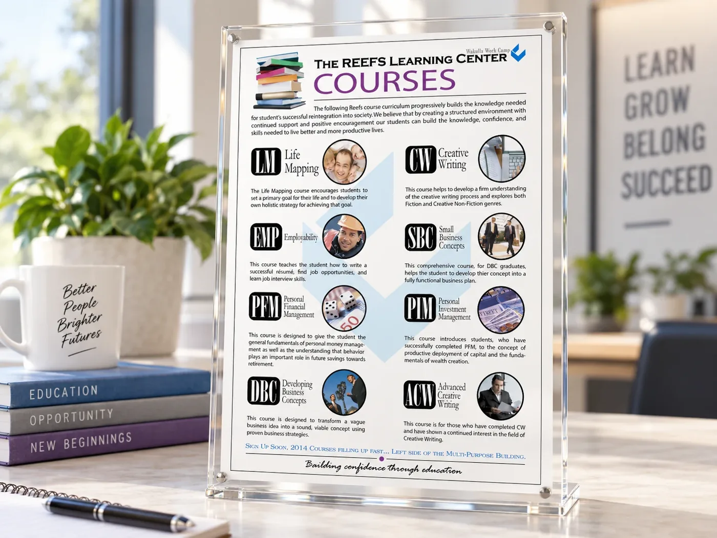 The Reefs Learning Center course catalog display